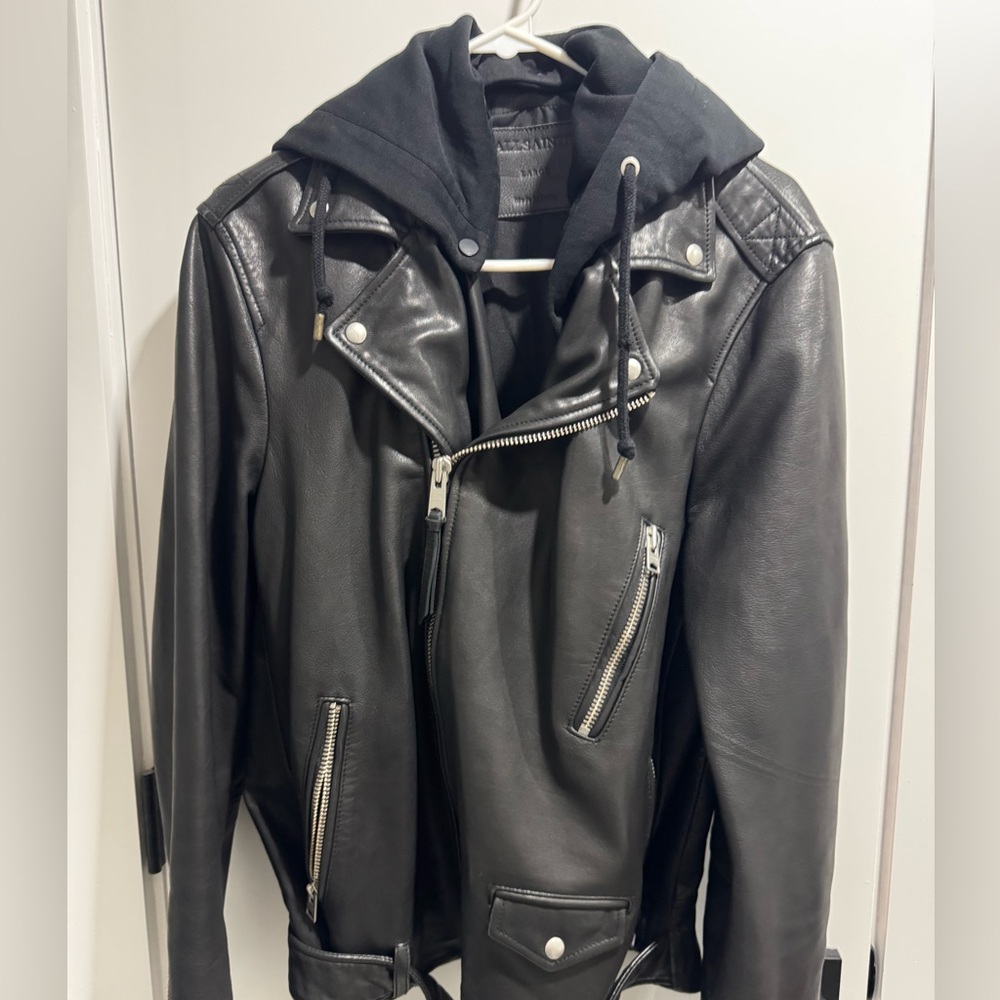 All Saints Renzo Men’s Black Leather Biker Jacket
